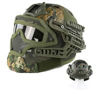 AQzxdc Airsoft Full Face Tactical Helmet Airsoft Paintball Protective Helmet Full Face Mask Molle Mesh Breathable Goggles(F)