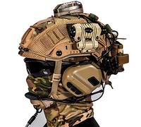 AQzxdc FAST Paintball Helmet Sets, with Tactical Headset and Telescope Model, Visor & Goggles, Flashlight, Signal Flashing Light, NVG Mount, for Airsoft Shooting And Hunting Game Bbs,BE B