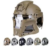 AQzxdc Jungle Tactical Helmet Side Rail NVG Shroud Transfer Base Army Combat Helmet Combat Airsoft Full Face Mask Helmet(Brown)