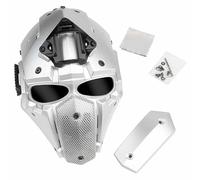 AQzxdc Tactical Airsoft Mask Breathable Full Face Paintball Shooting CS Wargame Protective Mask Outdoor Militar Halloween Prop(Silver)