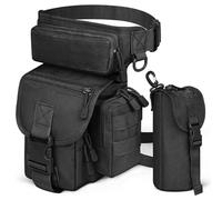 AQzxdc Tactical Leg Bag with Water Bottle Bag Multifunctional Cycling Hiking Waist Bag Suitable for Outdoor Fishing Hunting Shooting(Black)