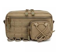 AQzxdc Tactical Molle Admin PouchHorizontal Pouch with Front Drawstring Pocket EMT Pouch EDC Utility Orgaznier Bag(Brown)