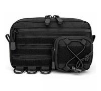 AQzxdc Tactical Molle Admin PouchHorizontal Pouch with Front Drawstring Pocket EMT Pouch EDC Utility Orgaznier Bag(Black)