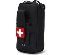 AQzxdc Tactical MOLLE Medical Pouch, Rip-Away EMT First Aid Pouch IFAK Trauma Kit Everyday Carry Survival Bag Include Cross Patch(Black)