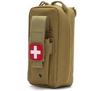 AQzxdc Tactical MOLLE Medical Pouch, Rip-Away EMT First Aid Pouch IFAK Trauma Kit Everyday Carry Survival Bag Include Cross Patch(Brown)