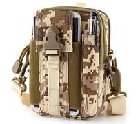 AQzxdc Tactical Molle Pouch, Universal EDC Waist Bag Pouches, Outdoor Belt Bags Gear Tool Gadget Pocket with Cell Phone Holster(Desert Digital [Comes with Straps])