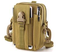 AQzxdc Tactical Molle Pouch, Universal EDC Waist Bag Pouches, Outdoor Belt Bags Gear Tool Gadget Pocket with Cell Phone Holster(Khaki [Comes with Straps])