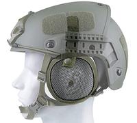 AQzxdc Tactical Steel-Mesh Ear Protectors, Adjustable Breathable Earmuffs, Military Style Airsoft Paintball Side Cover for FAST Helmet (Not Icluding Helmet),Green