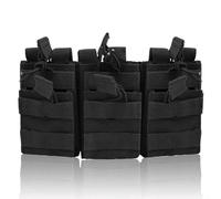 AQzxdc Triple Magazine Pouch Molle Compatible - Double-Layer Ammo Holder for AR-15, M4, M16, AK-47, M14 | Universal Cartridge Storage(Black)