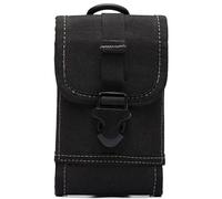 AQzxdc Universal Tactical MOLLE Holster Army Mobile Phone Belt Pouch EDC Security Pack Carry Accessory Kit Waist Bag Case Compatible iPhone(Black with White)