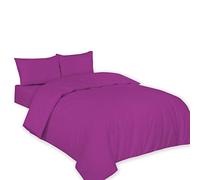 AR ARLinens 68Pick Plain Dyed 02Pc Duvet Quilt Cover with Pillow Case Bedding Set Size Single Colour Aubergine