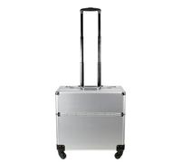AR BRAND EST. 2021 Aluminium Pilot Wheeled Trolley Case Hard Briefcase Black Silver (Silver)