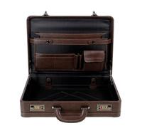 AR BRAND EST. 2021 Deluxe Faux Leather Expandable Executive Attache Case Briefcase Black AR Premium (Dark Brown)
