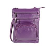 AR BRAND EST. 2021 Ladies Womens Super Soft Leather Shoulder Cross Body Bag with Multiple Pockets (Purple)