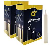 AR Candles - Unscented White Household Candles 13.5cm - 2 Packs of 12 (Total of24) - Shabbos/Shabbat Candles for Power Cuts, Emergency, Prayer, Vigil, Church, Long Burning, Decorative & Daily Use