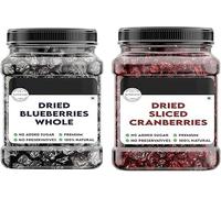 AR Dried Sliced Cranberry & Whole Blueberry Combo (250 Gm Each) - Organic Cranberries & Blueberries Without Sugar (unsweetened Dry Fruits)
