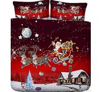 AR KomFortKing 3D Christmas Bedding Set, Duvet Cover with Pillowcase, Limited Edition, Double (Christmas Greetings, Super King)