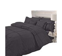 AR Luxury Quality Embroidered Hamlet Duvet/Quilt Cover Bedding Set With Pillowcases in Single, Double, king & Super King Sizes (Super King, Black)