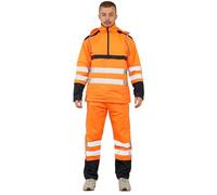 AR Paris Fashions® Hi Vis Rain Tracksuit - Mens High Visibility Waterproof Reflective Tape Band Safety Lightweight Rainsuit Hooded Top Trouser (Orange, Medium)