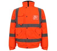 AR Paris Fashions Hi Vis Viz Bomber Jacket High Visibility Workwear Safety Security Hooded Padded Waterproof Taped Seams Work Wear Coat Top (Orange, Large)