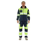 AR Paris Fashions® Hi Vis Waterproof Rainy Tracksuit, Mens High Visibility Reflective Tape Safety Workwear Rain, Construction, Road Work Hood Jacket & Pants Set (Yellow, XXL)