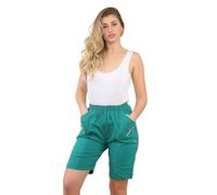 AR Paris Fashions® Ladies Cherry Berry Shorts - Women Plain 1/2 Length Stretch Fit Pull On Elasticated Waist Summer Hot Pants Short (Jade Green, 14)