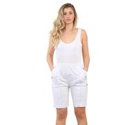 AR Paris Fashions® Ladies Cherry Berry Shorts - Women Plain 1/2 Length Stretch Fit Pull On Elasticated Waist Summer Hot Pants Short (White, 18)