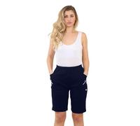 AR Paris Fashions® Ladies Cherry Berry Shorts - Women Plain 1/2 Length Stretch Fit Pull On Elasticated Waist Summer Hot Pants Short (Navy, 18)