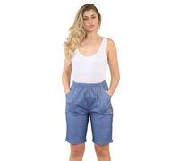 AR Paris Fashions® Ladies Cherry Berry Shorts - Women Plain 1/2 Length Stretch Fit Pull On Elasticated Waist Summer Hot Pants Short (Denim, 18)