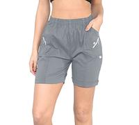 AR Paris Fashions® Ladies Cherry Berry Shorts - Women Plain 1/2 Length Stretch Fit Pull On Elasticated Waist Summer Hot Pants Short (Grey, 20)