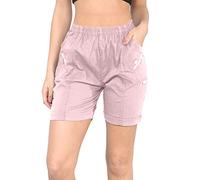 AR Paris Fashions® Ladies Cherry Berry Shorts - Women Plain 1/2 Length Stretch Fit Pull On Elasticated Waist Summer Hot Pants Short (Baby Pink, 12)