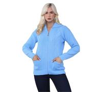AR Paris Fashions® Ladies Zip-Up Cable Knit Cardigan, Womens Long Sleeve Chunky Knitted Jumper, Stylish Soft Winter Warm Classic Knitwear Jacket (Sky Blue, 12-14)