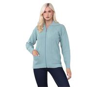 AR Paris Fashions® Ladies Zip-Up Cable Knit Cardigan, Womens Long Sleeve Chunky Knitted Jumper, Stylish Soft Winter Warm Classic Knitwear Jacket (Dusty Green, 24-26)