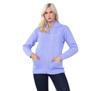 AR Paris Fashions® Ladies Zip-Up Cable Knit Cardigan, Womens Long Sleeve Chunky Knitted Jumper, Stylish Soft Winter Warm Classic Knitwear Jacket (Lilac, 20-22)