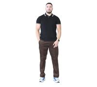 AR Paris Fashions® Mens Cotton Corduroy Trousers Expandable Waist Casual Formal Office Work Warm Cosy Smart Straight Leg Bottom Jogging Pants (Brown, 30W-29L)