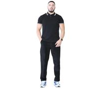 AR Paris Fashions® Mens Cotton Corduroy Trousers Expandable Waist Casual Formal Office Work Warm Cosy Smart Straight Leg Bottom Jogging Pants (Black, 42W-29L)