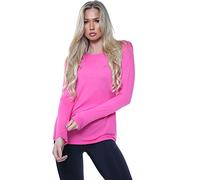 AR Paris Fashions® Women Ladies Long Sleeve Round Neck Plain Top Stretchy Casual Summer T-Shirts Basic Slim fit Tee Tops (Fuchsia, 20-22)