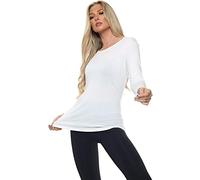 AR Paris Fashions® Women Ladies Long Sleeve Round Neck Plain Top Stretchy Casual Summer T-Shirts Basic Slim fit Tee Tops (Cream, 16-18)