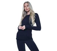 AR Paris Fashions® Women Ladies Long Sleeve Round Neck Plain Top Stretchy Casual Summer T-Shirts Basic Slim fit Tee Tops (Navy, 8-10)