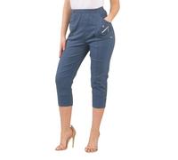 AR Paris Fashions® Women's Cherry Berry Capri Trousers - Ladies Plain Cropped 3/4 Length Italian Trouser Elasticated Waist Stretch Fit Summer Bottoms Pants (Indigo, 10)