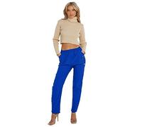 AR Paris Fashions® Women's Cherry Berry Plain Trousers - Ladies Full Length Italian Stretchy Elasticated Waist Summer Pants (Royal Blue, 12)