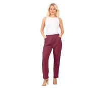 AR Paris Fashions® Womens Full Length Cherry Berry Corduroy Pants, Ladies Pull-Over Elastic Waist Casual Straight Leg Ribbed Cord Trousers with Side Pockets (Wine, 12)