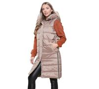 AR Paris Fashions® Women's Padded Gilet - Lightweight Lady's Body Warmer, Water-resistant Sleeveless Jacket - Suitable For Light Rain, Winter Long Coat With Pocket (Stone, UK 16)