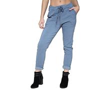 AR Paris Fashions® Women's Plain Magic Trousers - Ladies Italian Yoga Pants Lagenlook Jogger Active Casual Stretchy Joggers Pant (Denim Blue, 16-20)