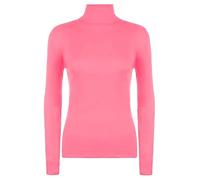 AR Paris Fashions® Women's Polo Roll Neck Ribbed Long Sleeve Turtle Neck Jumper - Ladies Plain Mockneck Casual Top (Baby Pink, 12-14)