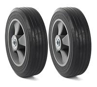 AR-PRO (2-Pack) 8" x 2" Flat Free Solid Rubber Tire and Wheel, 3/4" Axles Bore Hole with 2" Offset Hub, Compatible with 8 Inche Wheel for Dolly Trolley Hand Trucks Garden Wagon Cart