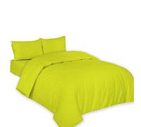 AR Textile Premium Quality Luxury Plain Dyed Poly Cotton Duvet/Quilt Cover in Single,Double,King, Super king Size, Non Iron, Easy Care Duvet Cover (Lime Green, King)