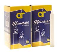 AR Unscented White Household Candles 12.5cm - 2 Packs of 16 (Total of 32) - Shabbos/Shabbat Candles for Power Cuts, Emergency, Prayer, Vigil, Church, Long Burning, Decorative, Utility & Daily Use