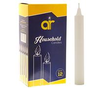 AR Unscented White Household Candles 13.5cm - Pack of 12 - Shabbos/Shabbat Candles for Emergency, Power Cuts, Home Use, Prayer, Vigil, Church, Decoration, Long Burn, Utility & Everyday Use
