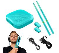 AR Virtual Drum Stick Set, Air Drumsticks with Pedals and Bluetooth, 3D Motion Sensing RGB Light, USB MIDI, Portable Electronic Tabletop Set for Home Party, Drummer Gift (Blue,Set B)